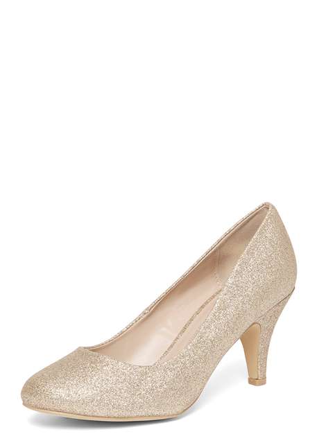 Wide Fit Gold 'Wilamina' Court Shoes